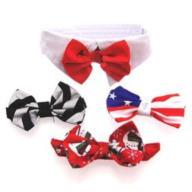 White Collar Bow Tie Set with 4 Interchangeable Bows (Size: X-Large)