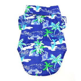 Hawaiian Camp Shirt (Color: Ocean Blue and Palms, Size: 2X-Large)