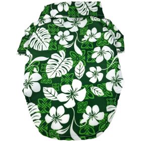 Hawaiian Camp Shirt (Color: Tropical Green, Size: Large)