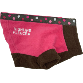 Highline Fleece Dog Coat (Color: Pink and Brown with Polka Dots, Size: Size 14)