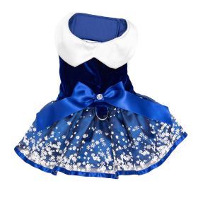 Holiday Dog Harness Dress (Color: Snowflakes, Size: X-Large)