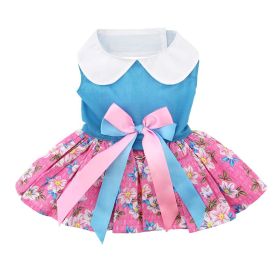 Pink and Blue Plumeria Floral Dog Dress (Size: X-Large)