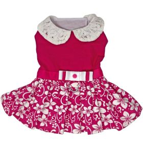 Pink Hibiscus Dog Dress with Matching Leash (Size: X-Large)