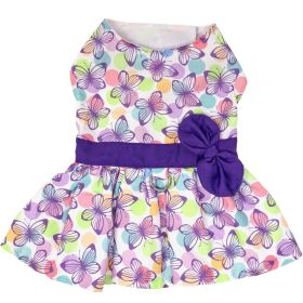 Purple Butterfly Dog Dress with Matching Leash (Size: X-Large)