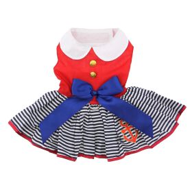 Sailor Girl Dress with Matching Leash (Size: X-Large)