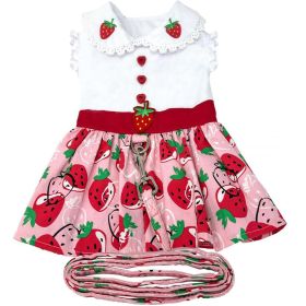 Strawberry Picnic Dog Dress with Matching Leash (Size: X-Large)