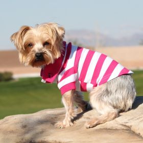 Striped Dog Polo (Color: Pink Yarrow and White, Size: 3X-Large)