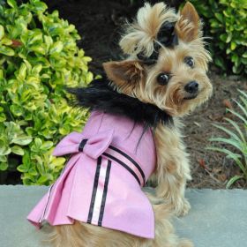 Wool Fur-Trimmed Dog Harness Coat (Color: Pink, Size: X-Large)