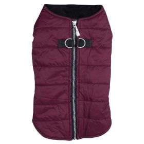 Zip-up Dog Puffer Vest (Color: Burgundy, Size: X-Large)