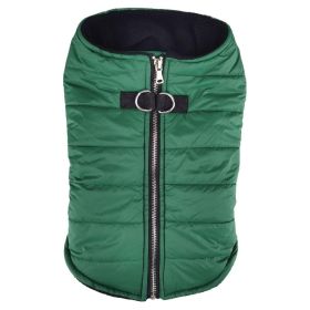 Zip-up Dog Puffer Vest (Color: Dark Green, Size: X-Large)