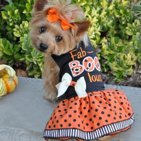 Halloween Dog Harness Dress (Color: Fab-BOO-lous, Size: X-Small)