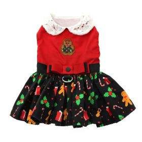 Holiday Dog Harness Dress (Color: Gingerbread, Size: X-Small)