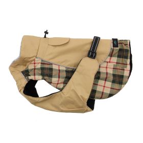 Alpine All-Weather Dog Coat (Color: Beige Plaid, Size: Large)