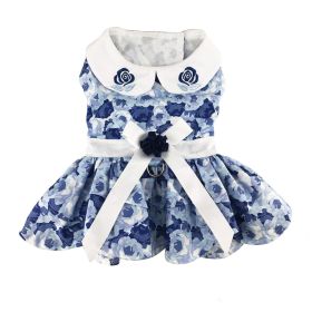 Blue Rose Harness Dress with Matching Leash (Size: Large)