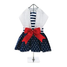 Nautical Dog Dress with Matching Leash (Size: Large)