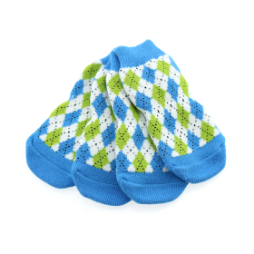 Non-Skid Dog Socks (Color: Blue and Green Argyle, Size: Large)