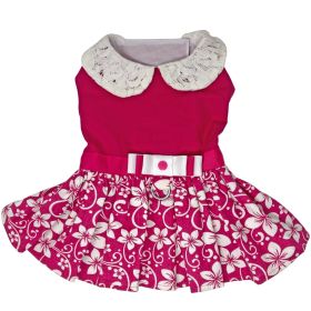 Pink Hibiscus Dog Dress with Matching Leash (Size: Large)