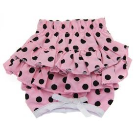 Ruffled Pink and Black Polka Dot Dog Panties (Size: Large)