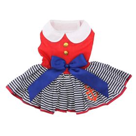 Sailor Girl Dress with Matching Leash (Size: Large)