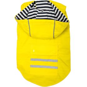 Slicker Raincoat with Striped Lining (Color: yellow, Size: Large)