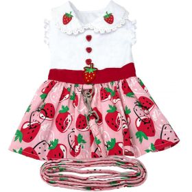 Strawberry Picnic Dog Dress with Matching Leash (Size: Large)