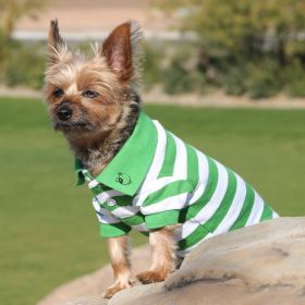 Striped Dog Polo (Color: Greenery and White, Size: X-Large)