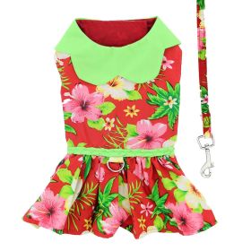 Hawaiian Red Hibiscus Designer Dog Dress (Size: Small)