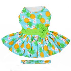 Pineapple Luau Dog Harness Dress with Matching Leash (Size: X-Small)