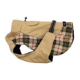 Alpine All-Weather Dog Coat (Color: Beige Plaid, Size: Medium)