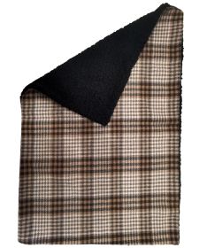 Sherpa-Lined Dog Blanket (Color: Brown & White Plaid, Size: 30" x 20")