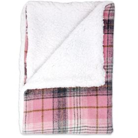 Sherpa-Lined Dog Blanket (Color: Pink & White Plaid, Size: 30" x 20")