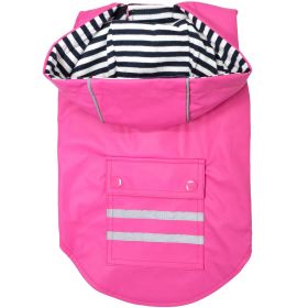 Slicker Raincoat with Striped Lining (Color: Raspberry Pink, Size: X-Small)